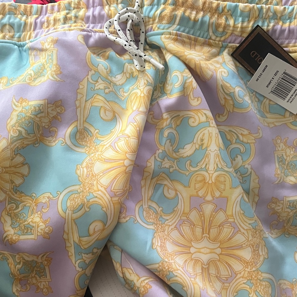 Men's Hybrid Swim Shorts - Pastel Baroque Print XL $52